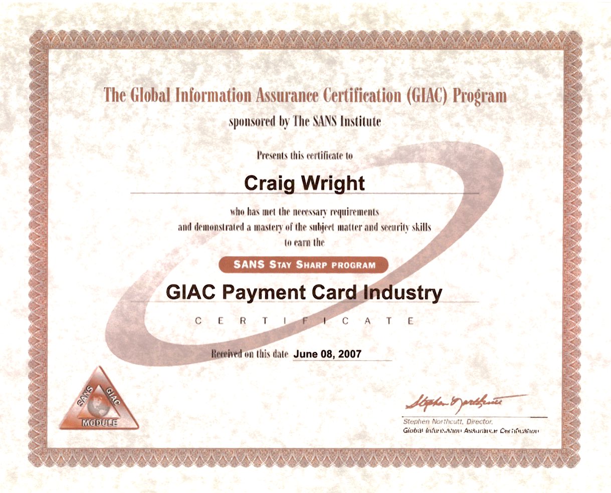 Craig S. Wright Academic (1988-2012) Academic Degrees & Professional ...